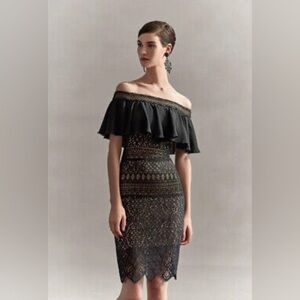 TADASHI SHOJI Alexia Off-shoulder Runway Midi Dress